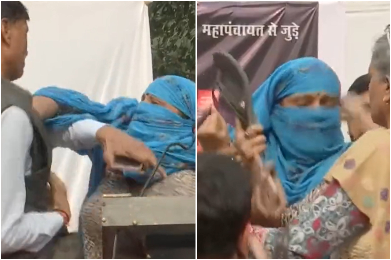 Shraddha Murder Case, Video: दिल्ली के छतरपुर में महापंचायत के मच पर महिला ने शख्स की चप्पलों से की पिटाई