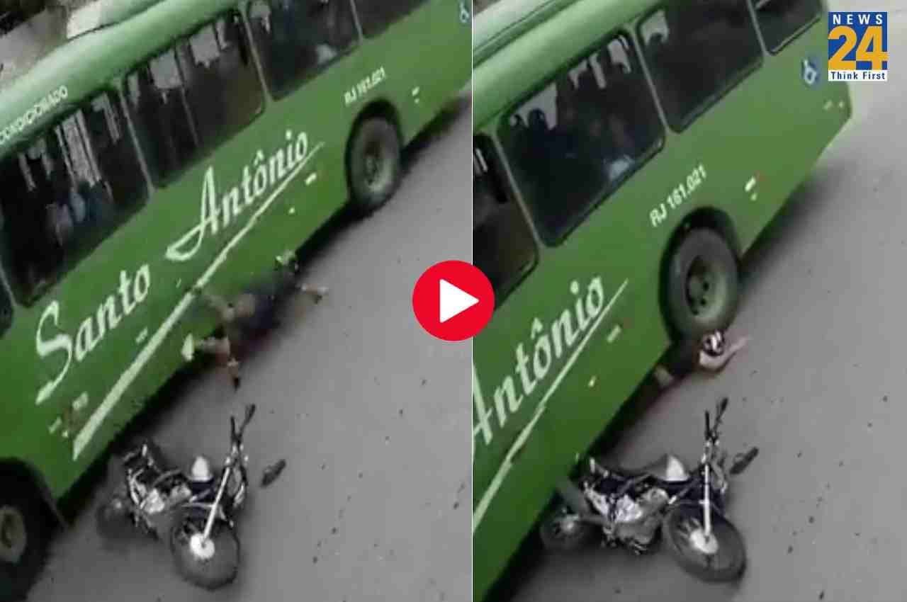 Viral Video: बस के पहिया के नीचे आया युवा का सिर, ऐसे बची जान