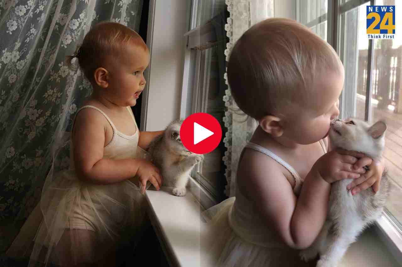 Viral Video: इस छोटी बच्ची ने अपनी प्यारी बिल्ली को किया ऐसे Kiss, लोगों ने कहा- "ये बेहद क्यूट है"