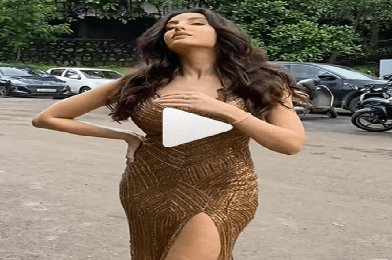 गोल्डन थाई-हाई स्लिट गाउन में Nora Fatehi ने ढाया कहर, देखें वीडियो