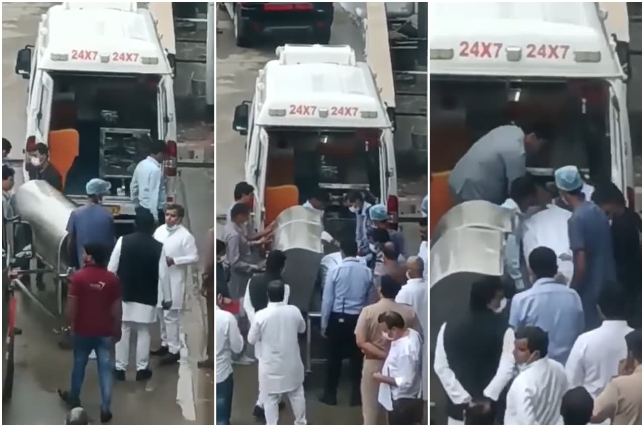 Unseen Video: पिता की पार्थिव देह को मेदांता हॉस्पिटल से ले जाते समय निशब्द थे अखिलेश यादव