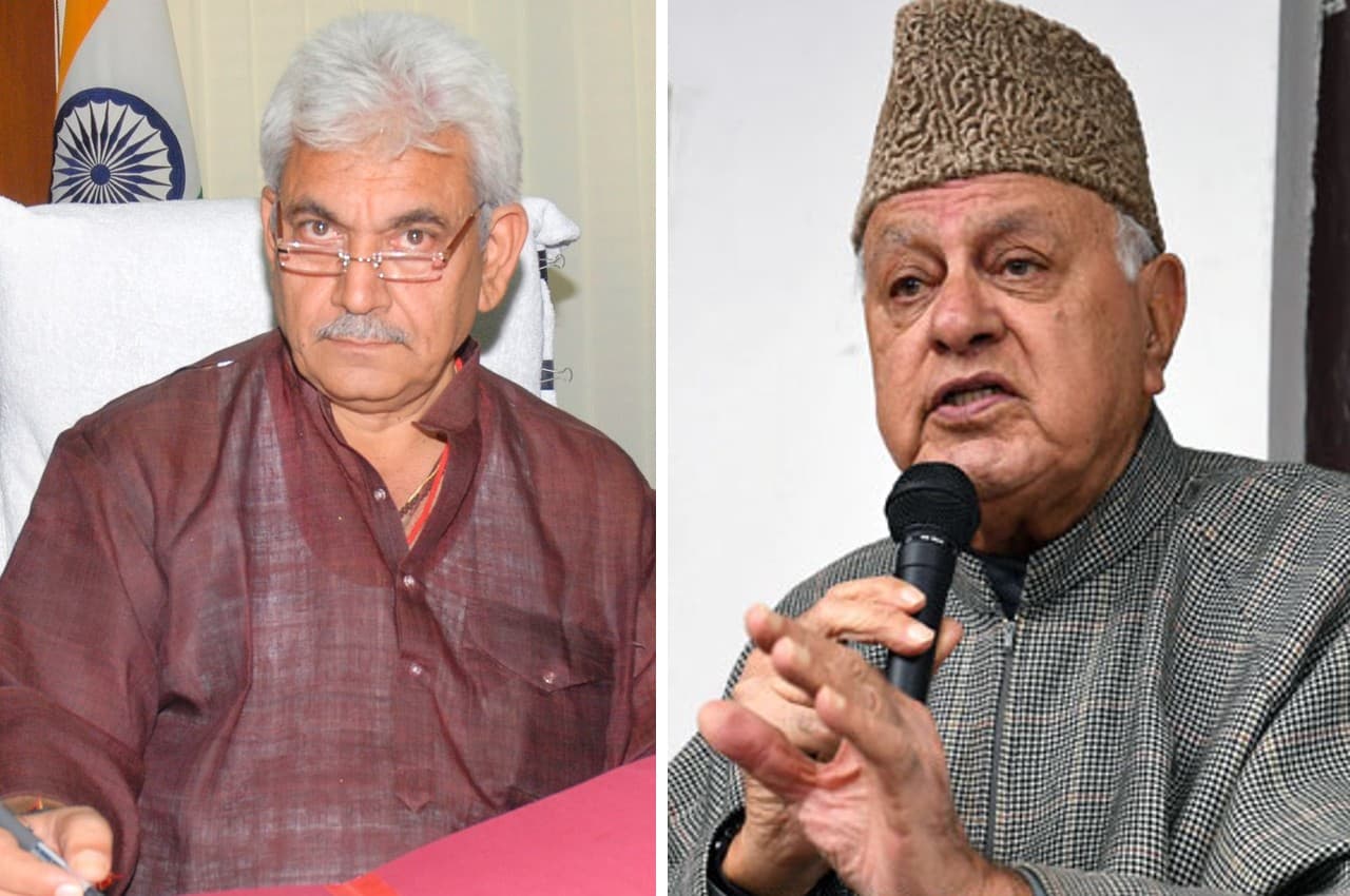 जम्मू-कश्मीर: LG मनोज सिन्हा ने फारूख अब्दुल्ला के 'न्याय' वाले बयान पर साधा निशाना, बोले- आतंकवाद कम हो रहा है