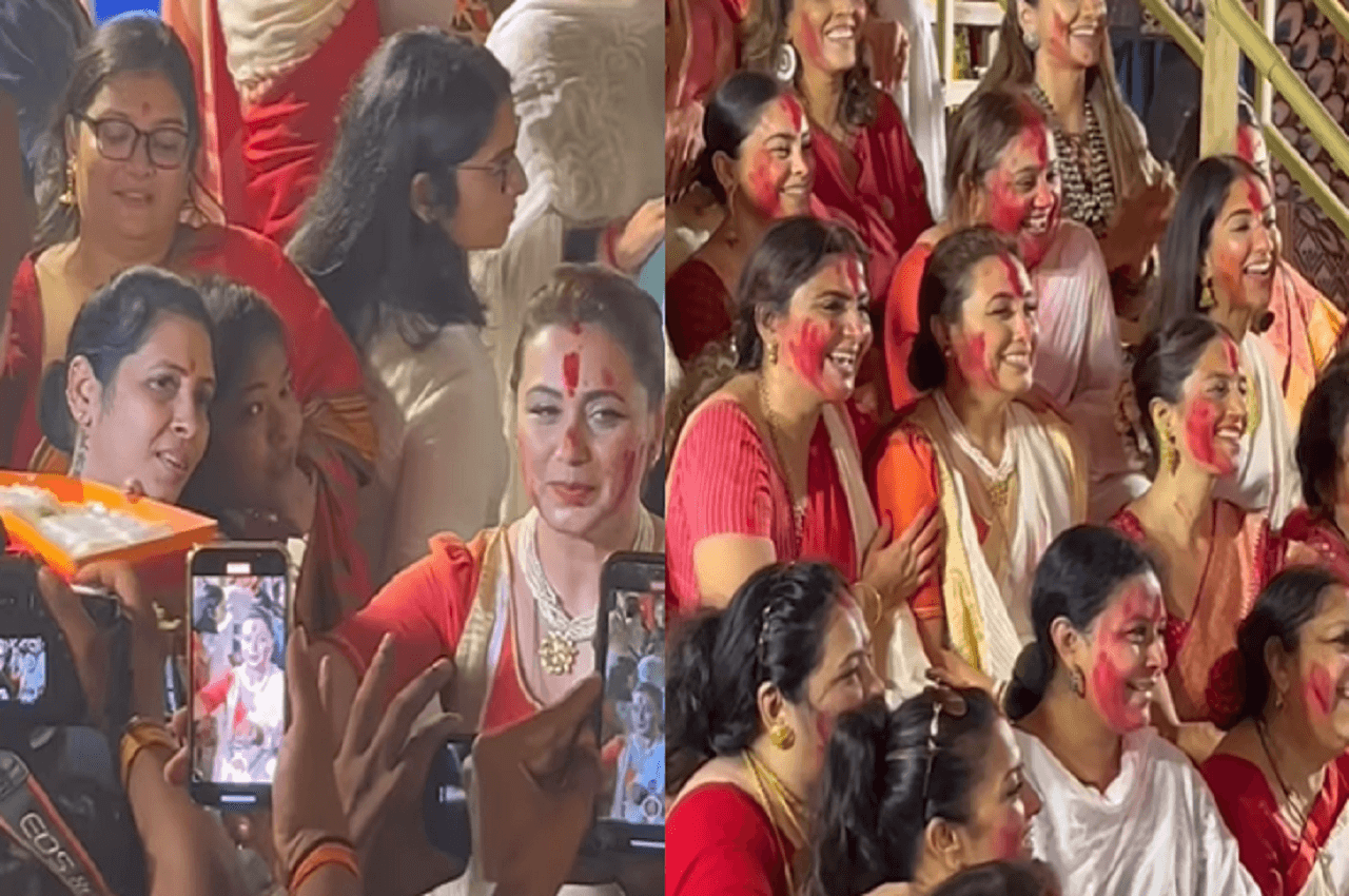 दशमी के मौके पर 'सिंदूर खेला' का आनंद लेती नजर आईं रानी मुखर्जी, वीडियो हो रहा वायरल