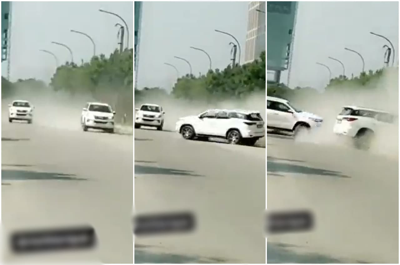 Viral Video: सड़क पर तेज रफ्तार दौड़ती दो फॉर्च्यूनर कारें, फिर ब्रेक लगाकर ऐसे किया स्टंट, अब तलाश रही पुलिस