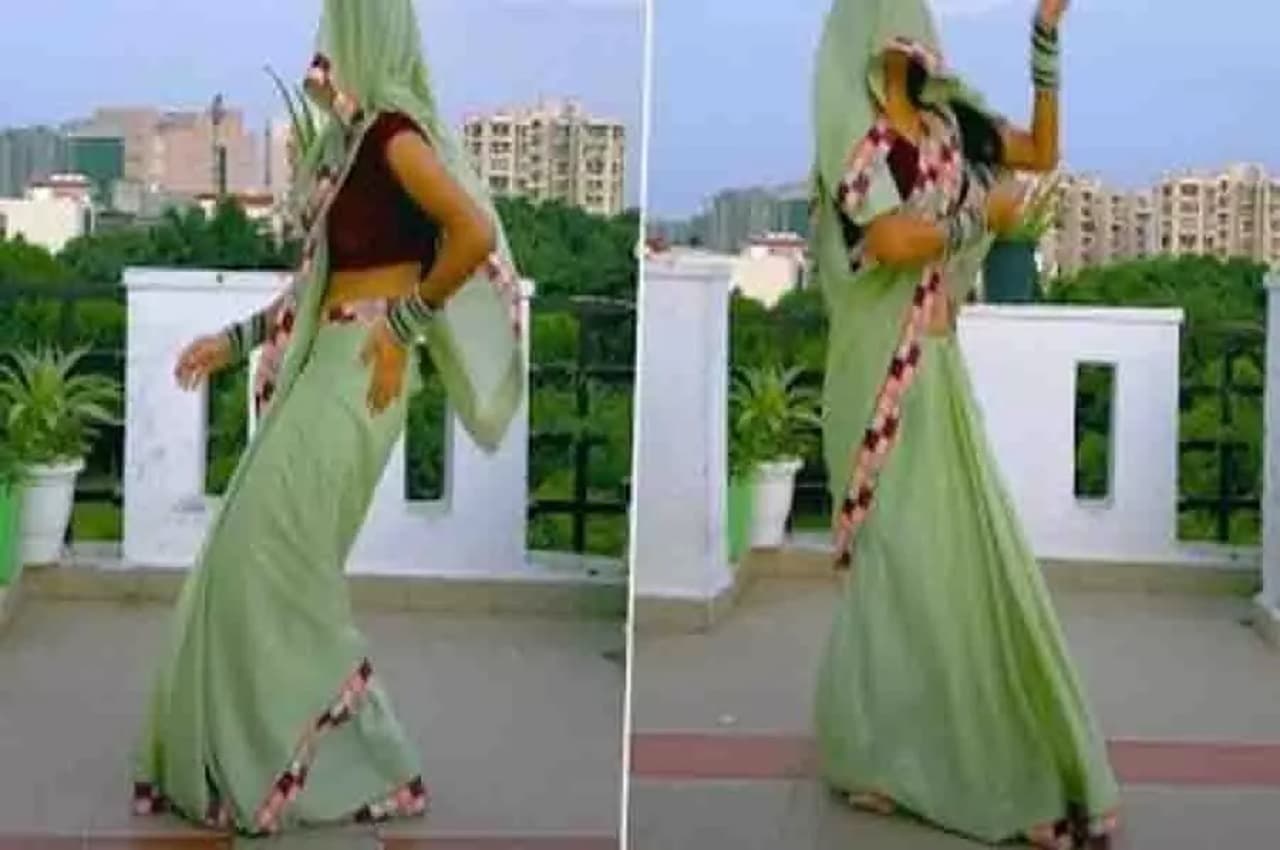 Viral Video: सपना चौधरी की तरह इन भाभी ने घूंघट डाल लचकाई हल्की-हल्की कमर तो घर की छत पर बन गया माहौल