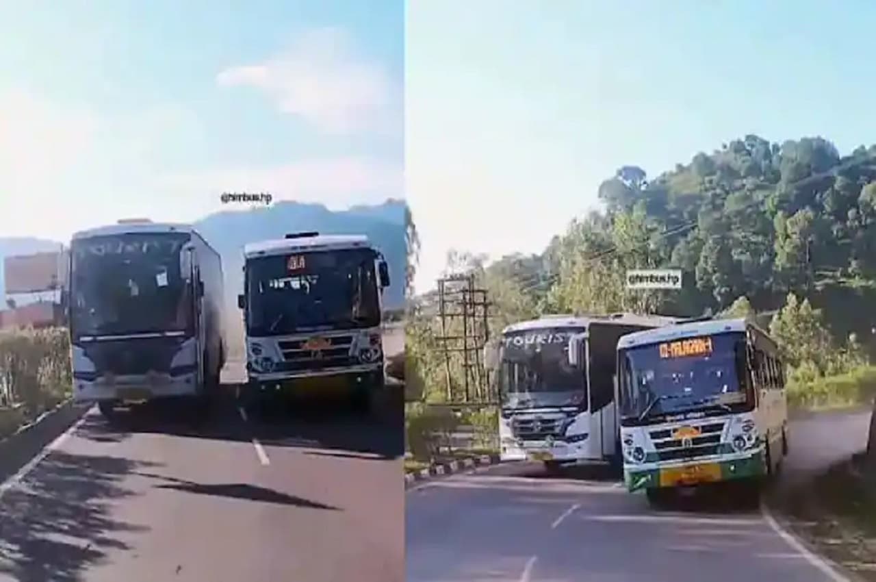 Viral Video: बस की ओवरटेकिंग देख हलक में अटक जाएगी सांसें, हिमाचल की ये तेज रफ्तार बस हुई कैमरे में कैद