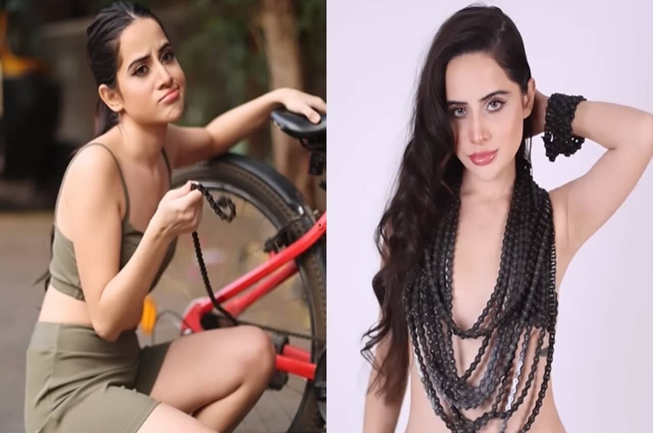 Urfi Javed के इस Hot लुक ने सारी हदें की पार, देखें कैसे साइकिल की चैन को बनाया अपनी ड्रैस