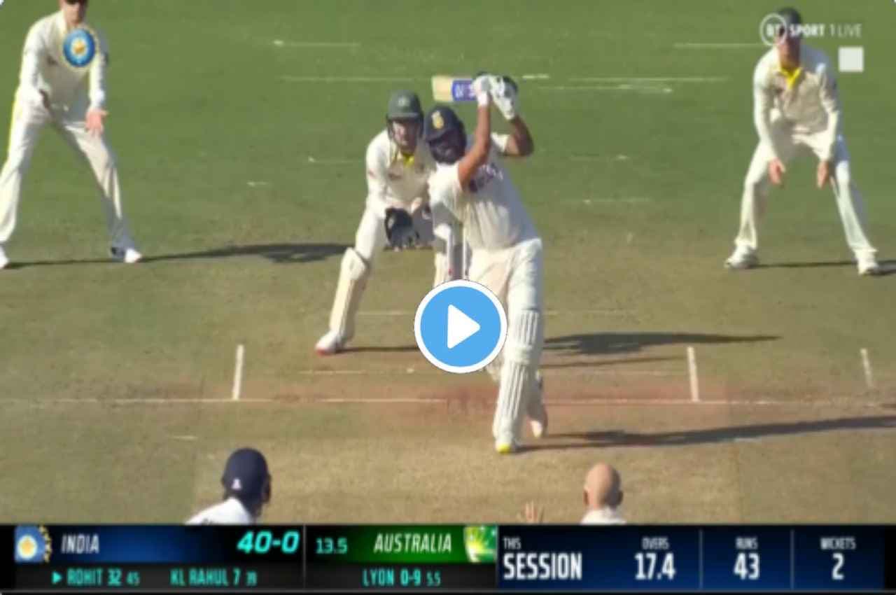 IND vs AUS: रोहित शर्मा on fire, नाथन लायन के सिर के ऊपर से मारा करारा छक्का, देखें video