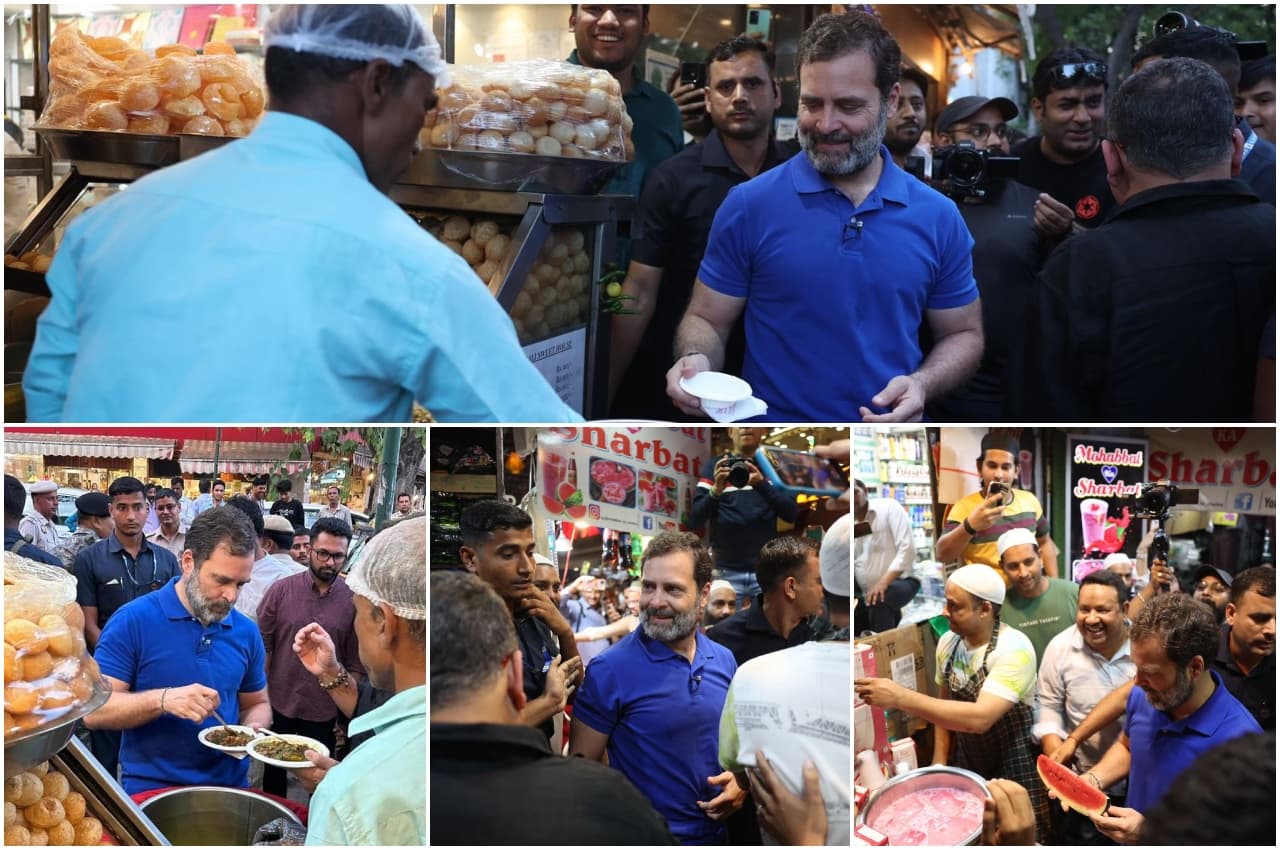पुरानी दिल्ली की गलियों में राहुल गांधी का सैर-सपाटा: बंगाली मार्केट में खाई चटपटी आलू-टिक्की और गोलगप्पे, लोगों से की बात