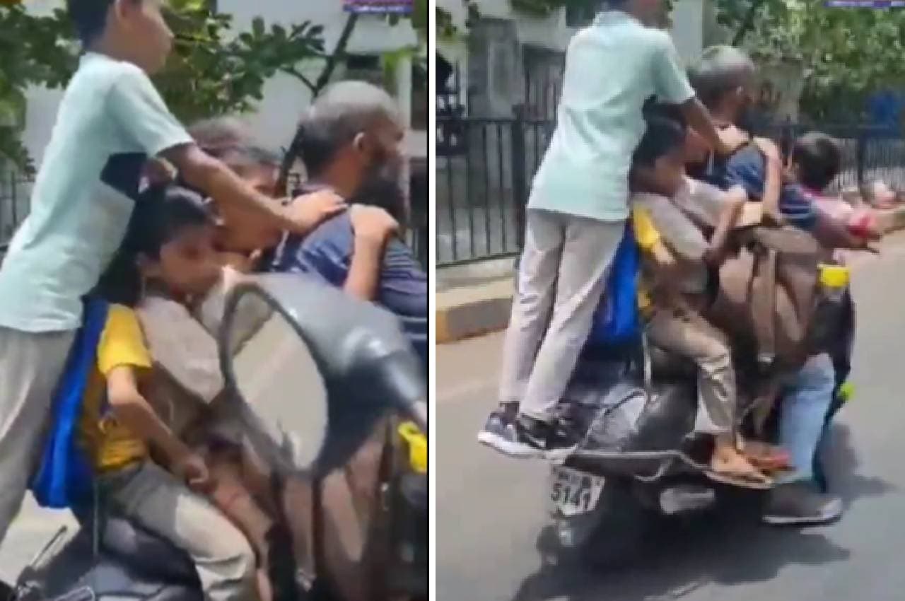 Viral Video: मुंबई में स्कूटी पर 7 बच्चों के साथ घूमता दिखा शख्स, पुलिस ने FIR दर्ज कर किया गिरफ्तार