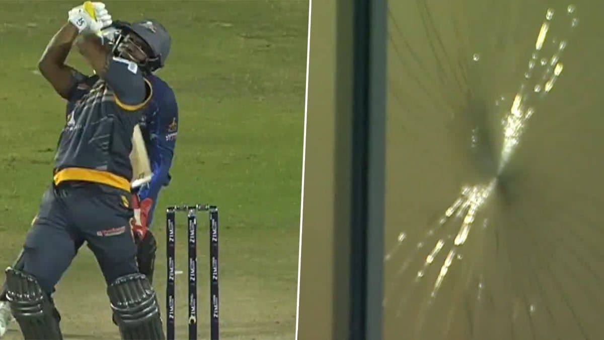 Zim Afro T10 2023: Evin Lewis ने 8 गेंद पर ठोक डाले 44 रन, तूफानी छक्के से फूट गई कांच की खिड़की, देखें