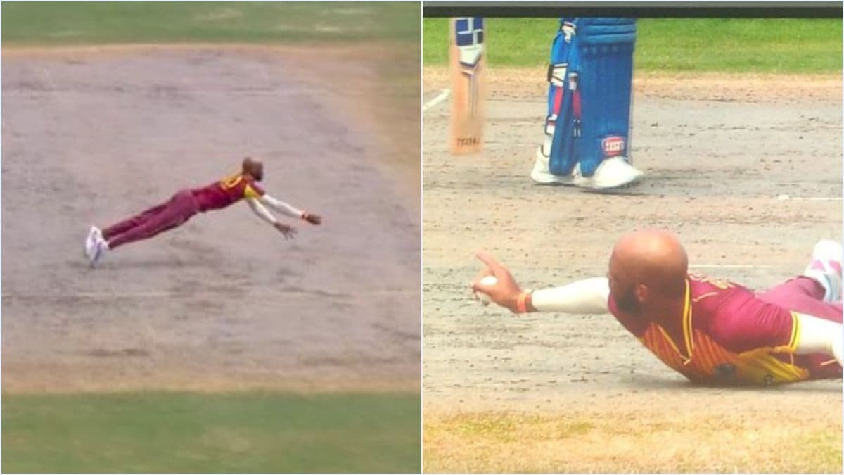 WI vs IND: 'वाह क्या कैच है', Roston Chase ने झोंक दी पूरी ताकत, हवा में उड़ते हुए पकड़ा अद्भुत कैच
