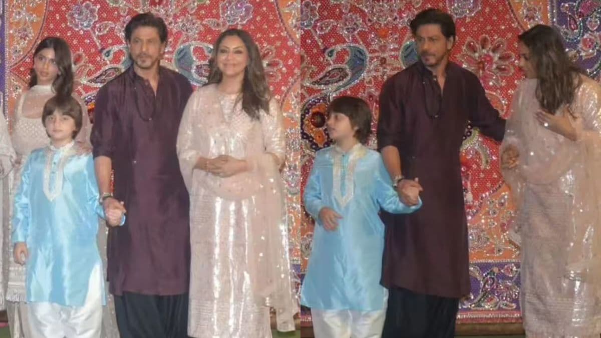 ShahRukh khan: अंबानी परिवार की गणेश पूजा में 'जवान' ने परिवार संग मारी एंट्री, सुहाना पर टिकीं सबकी निगाहें
