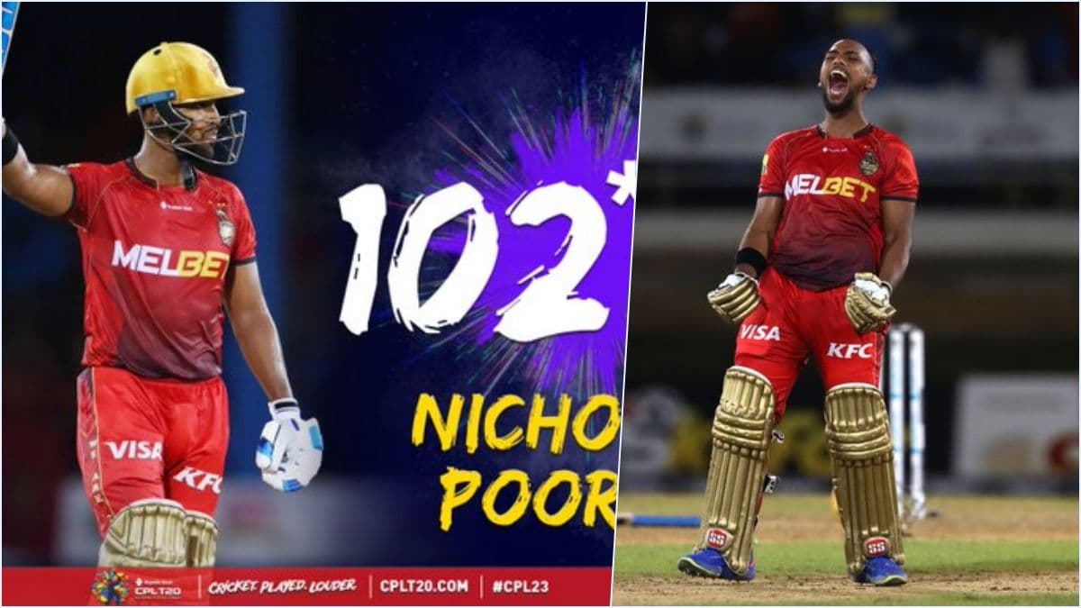CPL 2023: 10 छक्के 5 चौके, Nicholas Pooran ने मचाई तबाही, ठोक डाले 102 रन, देखें वीडियो