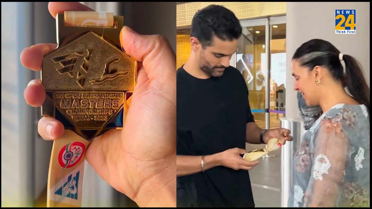 Angad Bedi ने 400 मीटर दौड़ में जीता गोल्ड मेडल, तो पत्नी Neha Dhupia ने खास अंदाज में किया वेलकम