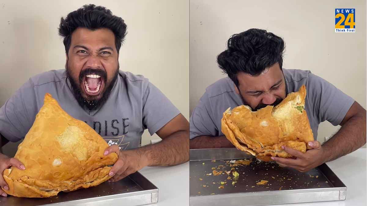 Viral Video: युवक ने की 5 किलो का समोसा खाने की कोशिश, लोग बोले - ये तो बाहुबली निकला...
