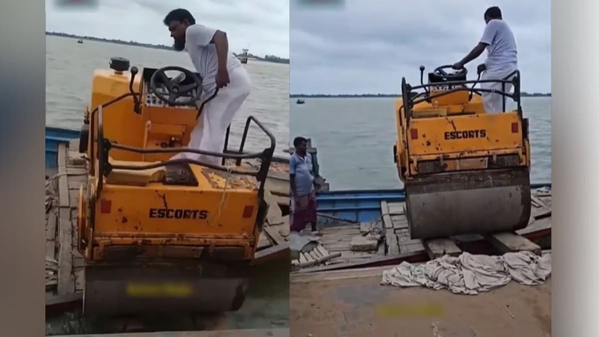 जुगाड़ ने खतरे में डाल दी जान; शख्स ने नाव में लाद लिया रोड रोलर, फिर जो हुआ-Video में देखें