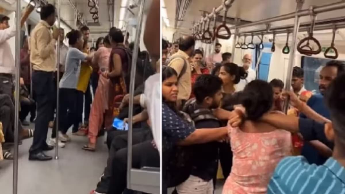 दिवाली की भीड़ के बीच फिर बिग बॉस का घर बनी दिल्ली मेट्रो; दो औरतों में खूब चले लात-घूंसे और थप्पड़