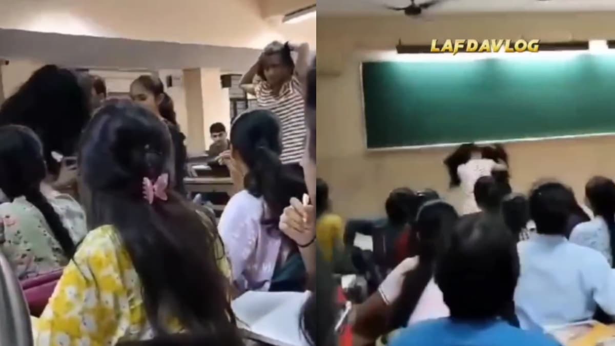 Viral Video: लड़की के बॉयफ्रेंड को कर दिया दूसरी गर्ल ने मैसेज, भरी क्लास में हो गई दोनों की भयंकर फाइट