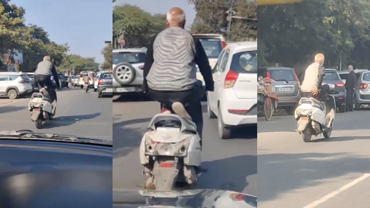 युवाओं को छोड़िये, बुजुर्ग भी नहीं रहे पीछे; स्कूटी पर स्टंट करने का वीडियो वायरल