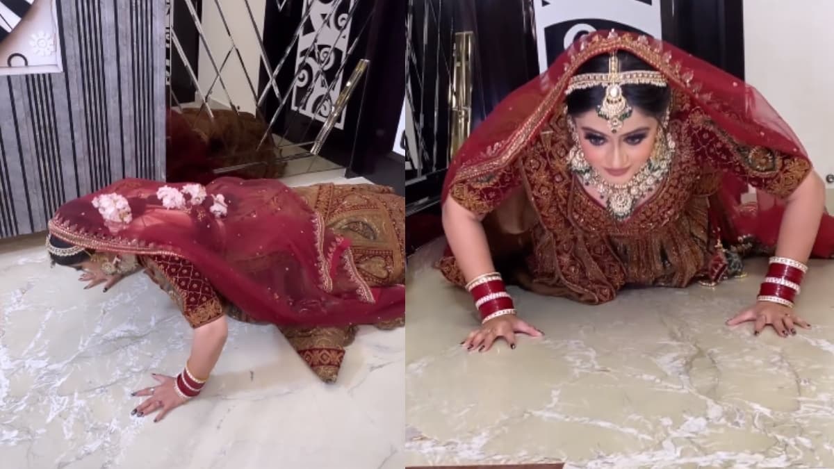 Viral Video: दुल्हन ने शादी के जोड़े में लगाए Push Ups, यूजर बोले- पति को पीटने की तैयारी कर रही है