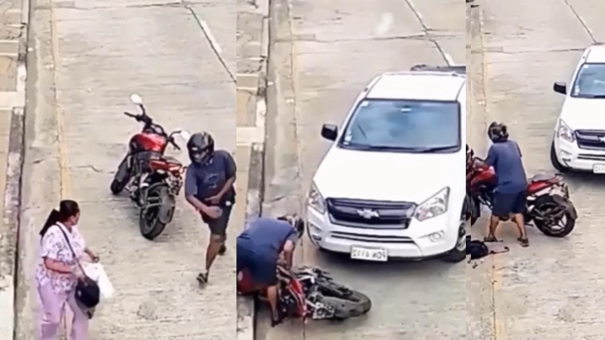 Video: जैसी करनी वैसी भरनी! बैग छीनकर भाग रहा था बाइक सवार बदमाश, कार ने सिखाया सबक