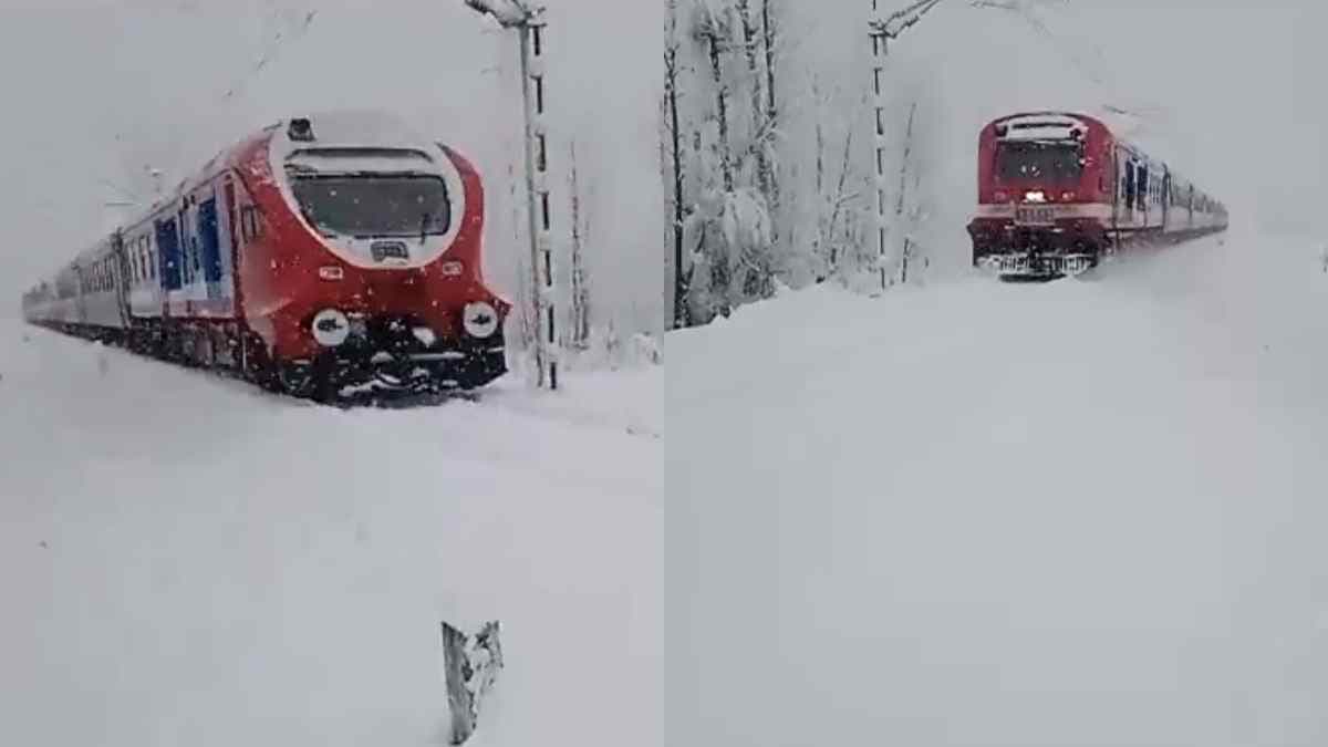 बर्फ के बीच भागती रेल, इस खूबसूरती में स्विट्जरलैंड भी फेल, रेलमंत्री का वीडियो वायरल