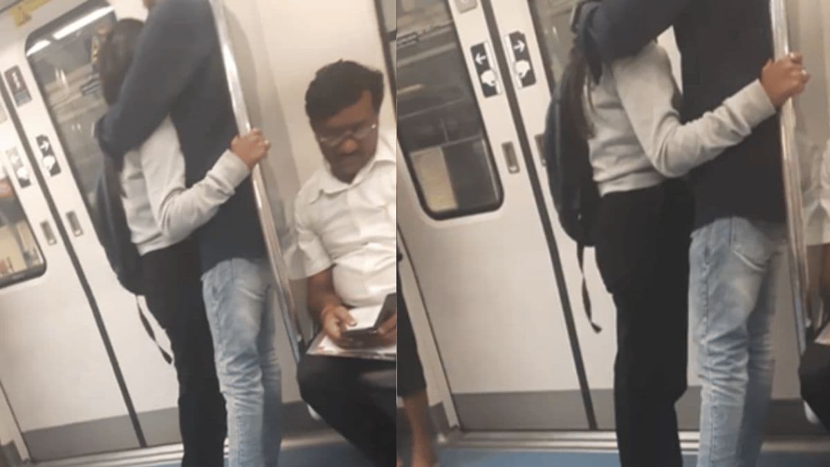मेट्रो में फिर आउट ऑफ कंट्रोल हुए कपल, चिपककर करने लगे Kiss!