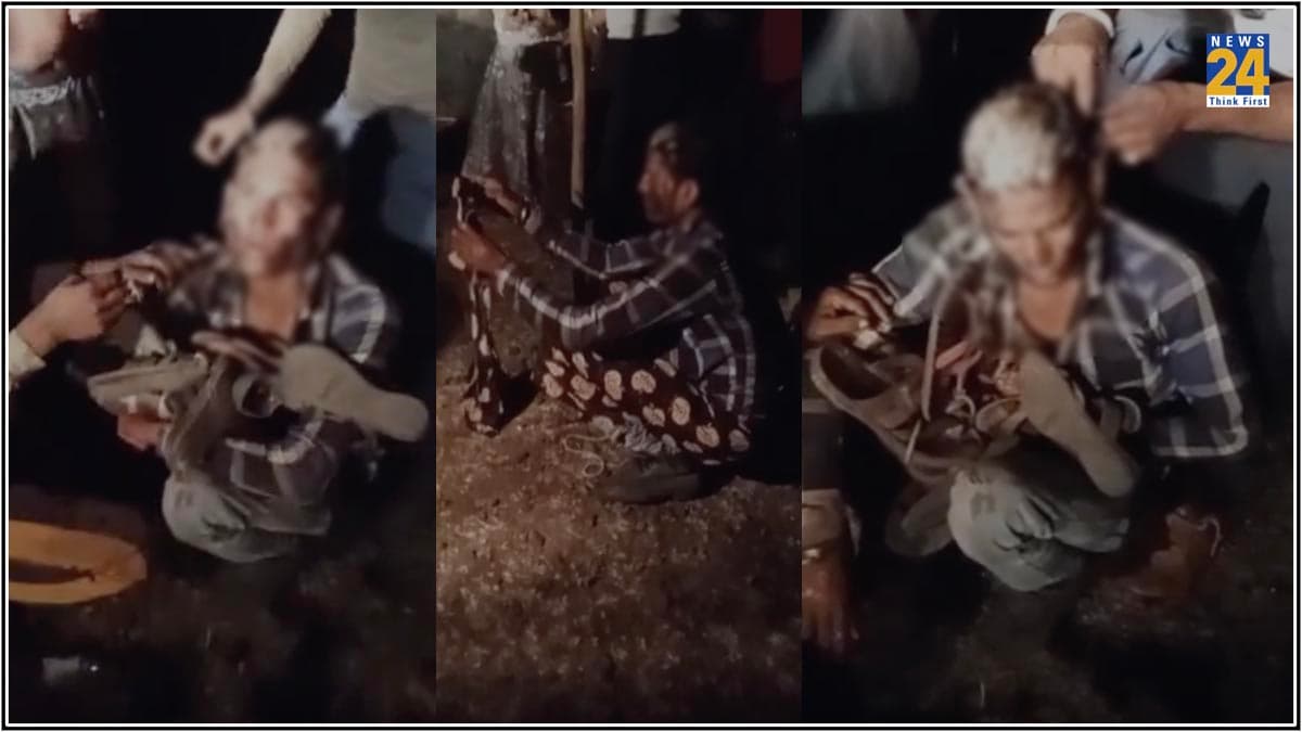 युवक को तालिबानी सजा; मुंह पर कालिख पोत मुंडन किया, घाघरा-जूतों की माला पहनाकर पिलाया पेशाब