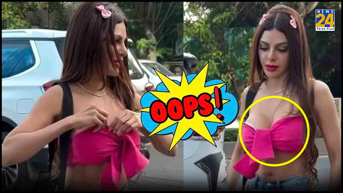 Sherlyn Chopra हुईं Oops मोमेंट का शिकार, कैमरे के सामने खिसक गया टॉप
