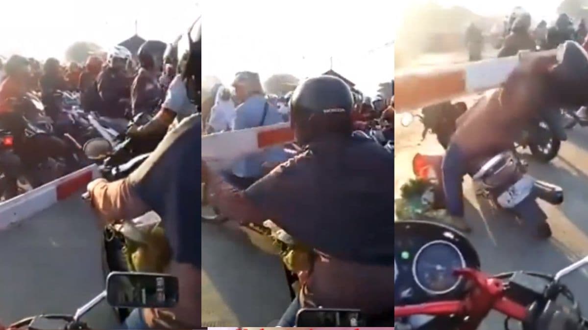 आने वाली थी ट्रेन, रेलवे फाटक पार करने लगी लड़की; 'हादसा' देख नहीं रुकेगी हंसी
