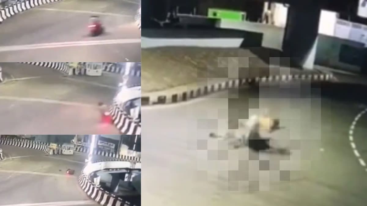 CCTV Video: दौड़ती हुई आई बाइक, ब्रेक लगाते ही फिसली, फ्लाईओवर से गिरकर 2 की मौत