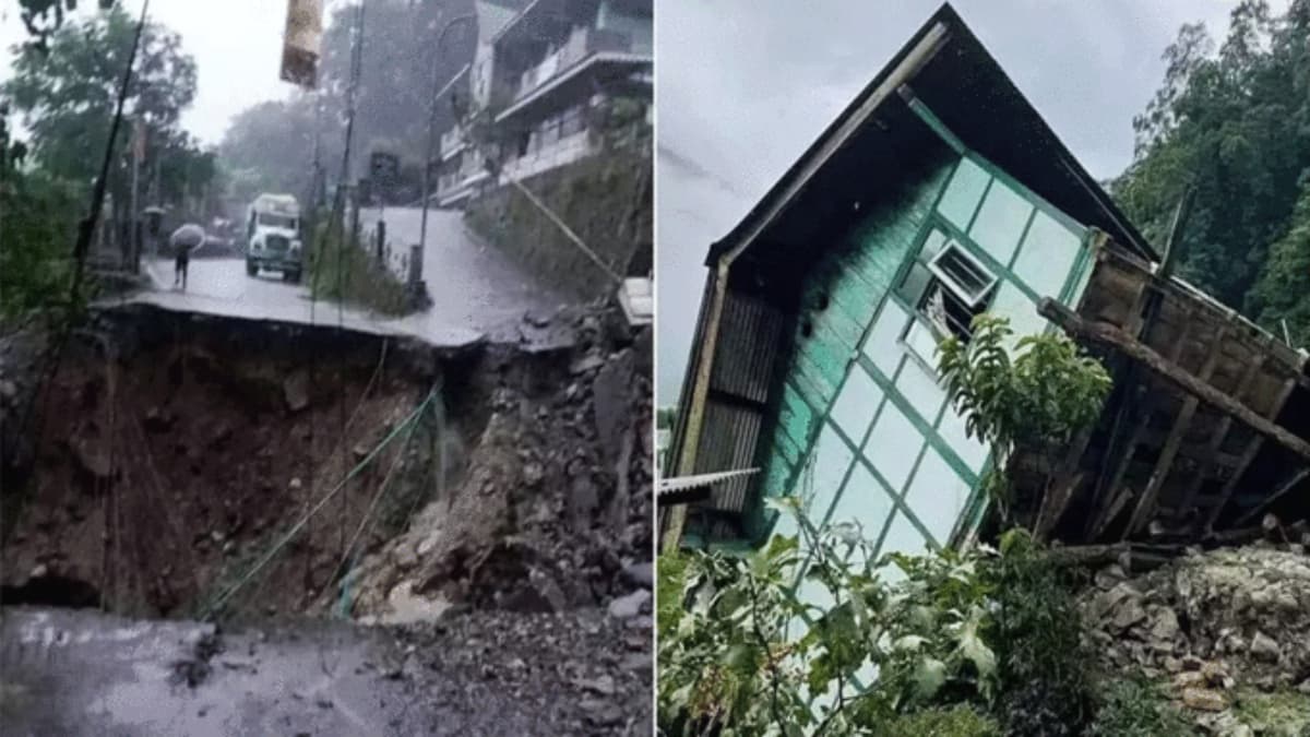सिक्किम में सड़कें-घर बहे, भारी बार‍िश के चलते 1500 से अधिक टूरिस्ट फंसे, देखें तबाही का मंजर