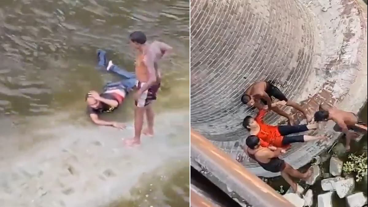 Video: दे थप्पड़...दे कंटाप...दे झापड़...प्रेमी जोड़े ने नदी में छलांग लगाई, मछुआरों ने जान बचाकर पीटा
