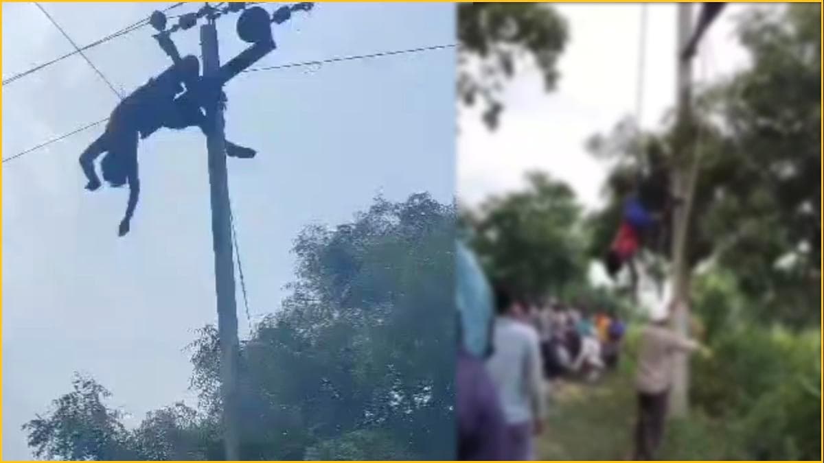 बिजली के खंभे से चिपका लाइनमैन, Video देख दहल उठेगा दिल
