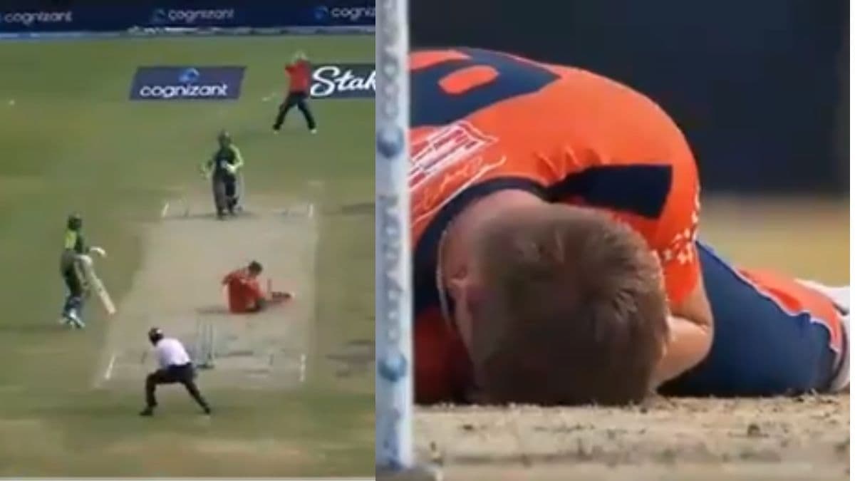 सिर में लगी गेंद, बहने लगा खून; गंभीर रूप से घायल होकर पिच पर गिरा गेंदबाज; देखें Video
