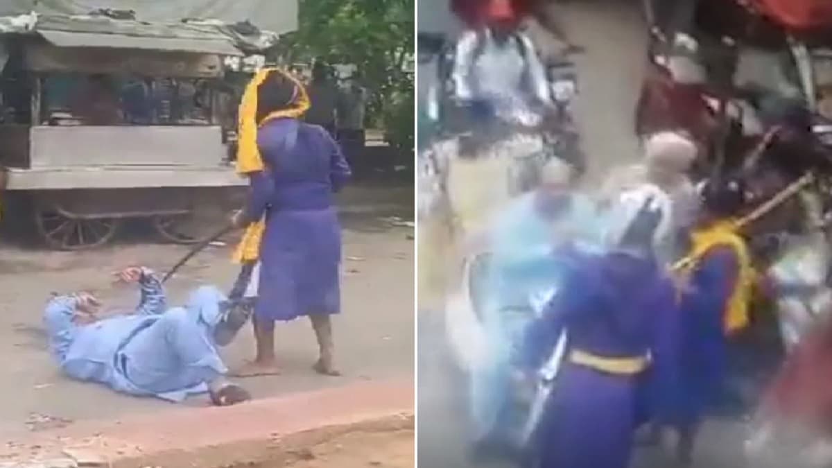 तलवार से ताबड़तोड़ वार, लात-घूंसों से पीटने का VIDEO; बीच सड़क शिवसेना नेता पर निहंगों ने किया जानलेवा हमला