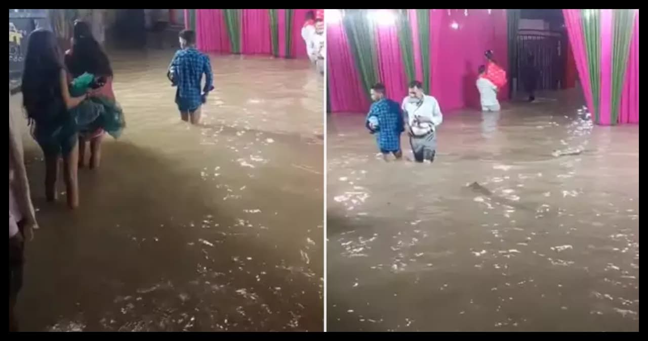ओ भाई साहब!! शादी के खाने के लिए डूबने के लिए तैयार है लोग, देखें बारातियों का अजीब Viral Video