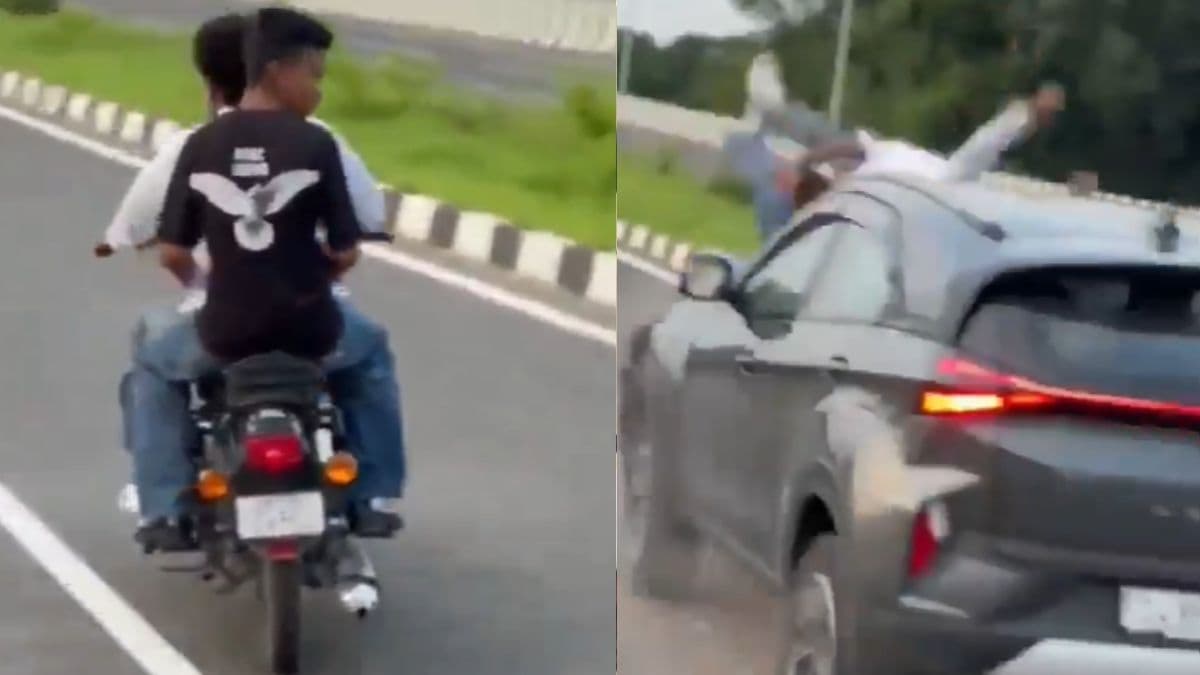 हाई-वे पर रील बनाने का खतरनाक नतीजा, चकनाचूर हो गई बाइक; देखें वीडियो