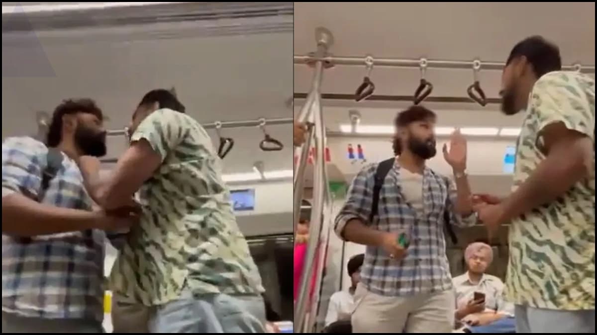 Delhi Metro में हेयर कट को लेकर एक दूसरे से भिड़े दो शख्स जमकर हुई गाली-गलौज, VIDEO Viral