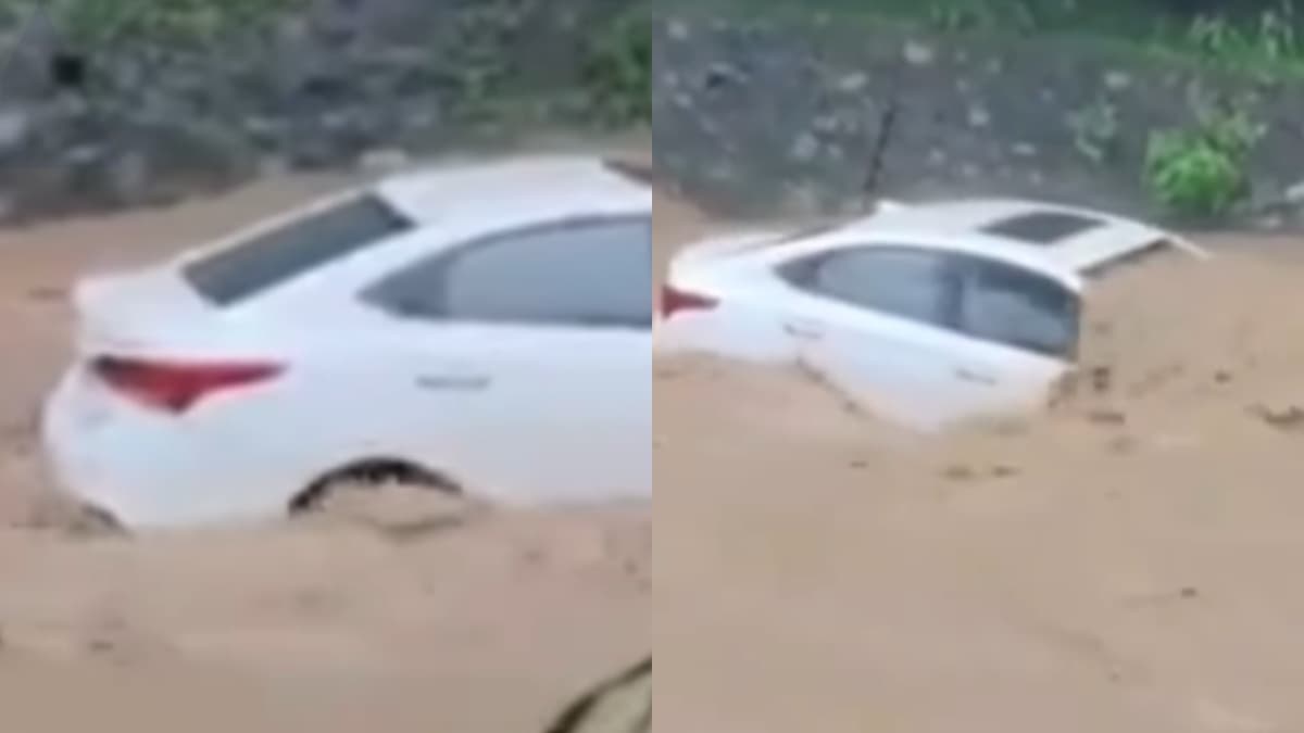 अचानक आया नाले में उफान, चंद मिनटों में बह गई कार, Viral Video देख हलक में आ गई जान