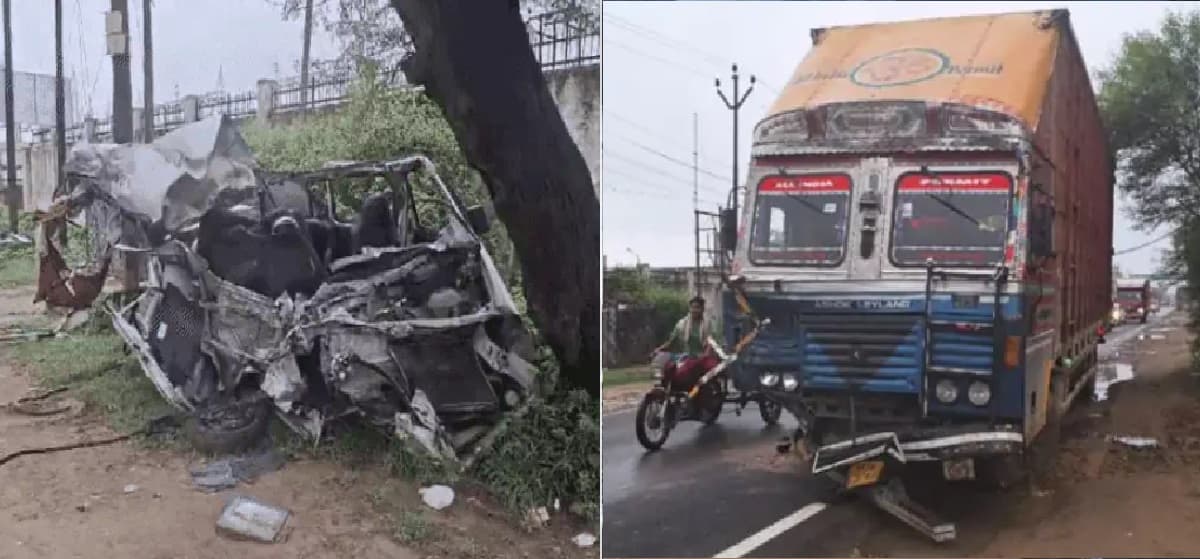 100KM रफ्तार और कैंटर से भिड़ी कार, 5 लोगों की मौत, काटकर निकाली गईं लाशें