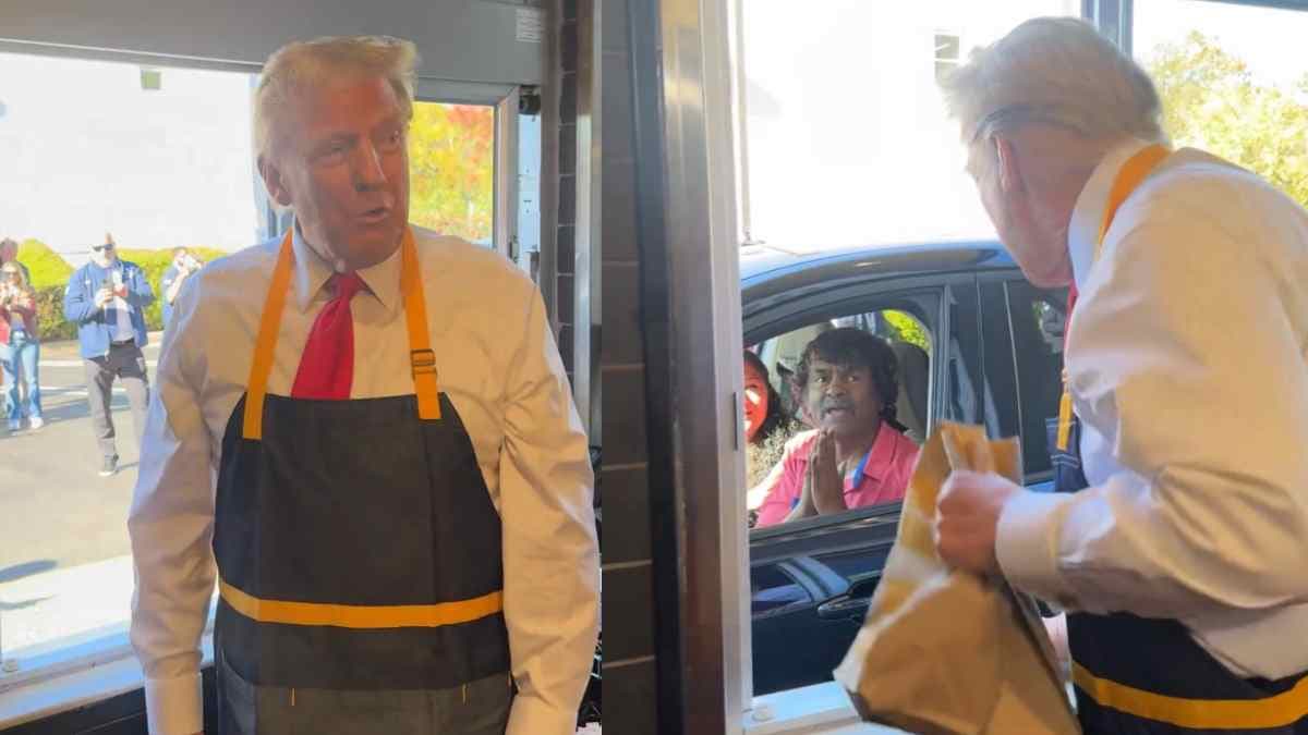 McDonald's में फ्राई कुक बने डोनाल्ड ट्रम्प का वीडियो वायरल, ग्राहक भी रह गये सन्न