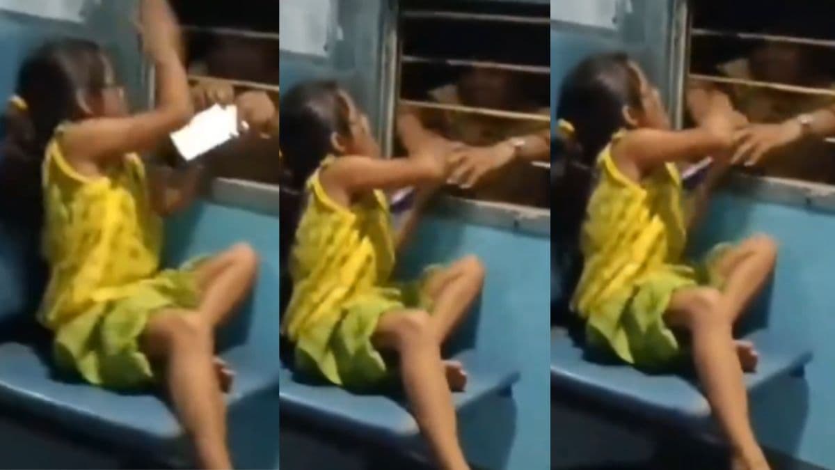 ट्रेन में फोन चलाना पड़ा भारी, खिड़की पर बच्ची के हाथ से मोबाइल छीनने का वीडियो वायरल
