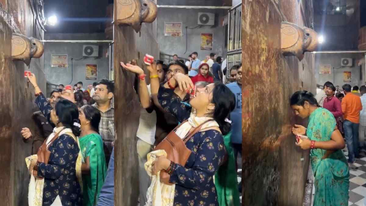 'अरे AC का पानी है, भगवान का प्रसाद नहीं', बांके बिहारी मंदिर के भक्तों का वीडियो वायरल