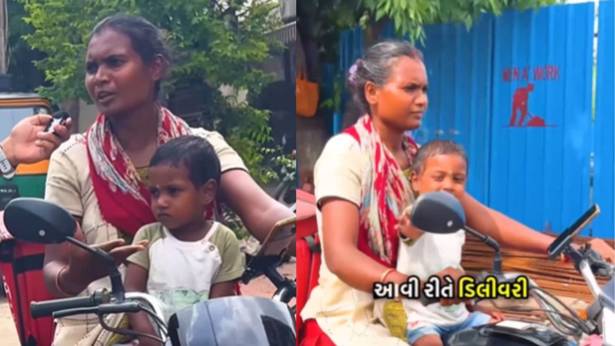 मां के जज्बे को सलाम! बच्चे को बाइक पर बिठा कर घर-घर डिलीवरी कर रही महिला, वायरल हुआ वीडियो