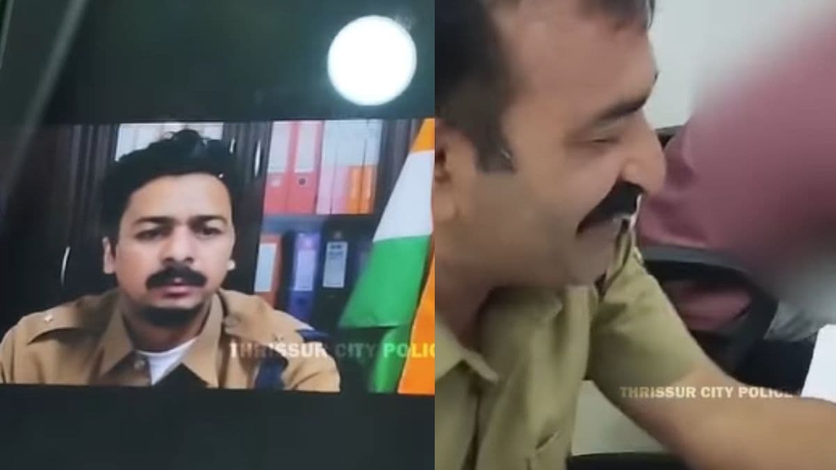 नकली पुलिस बनकर कॉल पर कर रहा था बात, असली पुलिस को देखकर निकली हवा, वीडियो वायरल