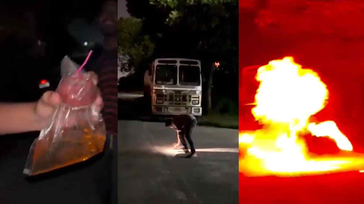 Video : बम के साथ पेट्रोल में लगाई आग, सामने खड़ा था टैंकर और फिर...