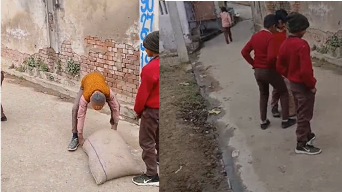 Video: शर्मनाक! छात्रों को बनाया मजदूर, 40 किलो के छात्र से उठवाई 50 किलो की बोरियां