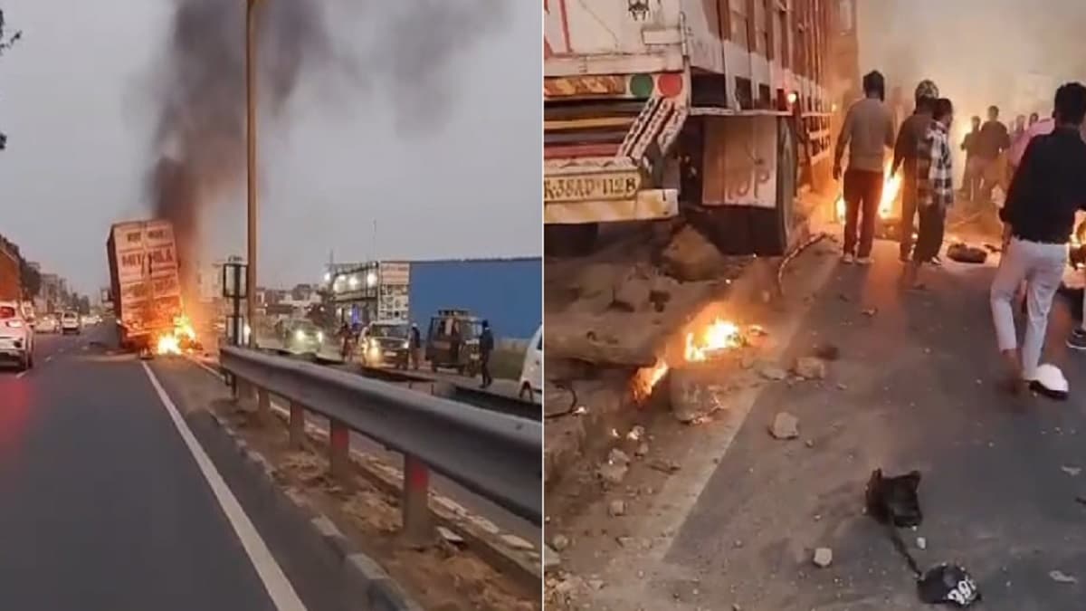 NH-91 पर रोंगटे खड़े कर देने वाला हादसा, ट्रक की टक्कर के बाद बाइक में लगी आग, गंभीर रूप से झुलसा युवक